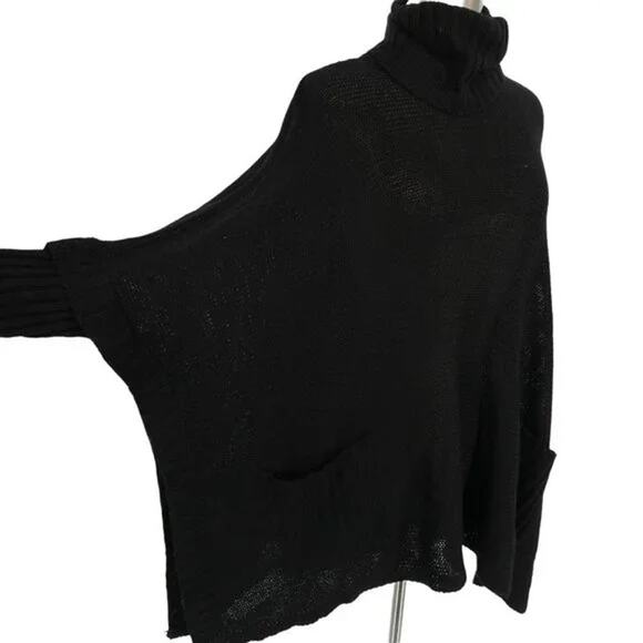 Cloth by Design Women's Turtleneck Poncho Sweater XS Extra Small Black NWT - Picture 2 of 7